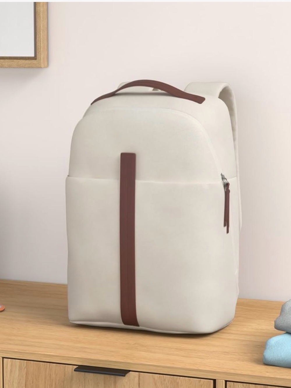 Like new Samsonite Cream Backpack with Brown Trim